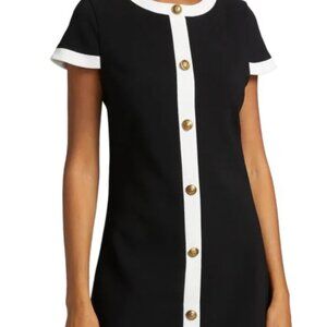 NWT Alice & Olivia Coley Button Mini Shift Dress Black/White Women Size 0